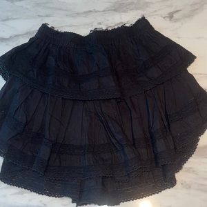 Love Shack Fancy black ruffle mini skirt